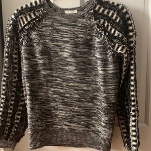 Chloe black and white fringe sleeve sweater